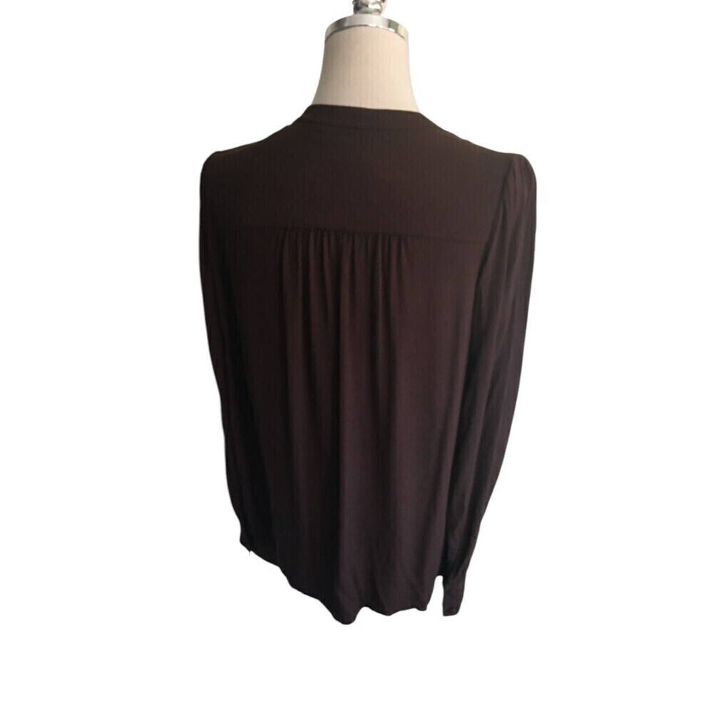 Wilfred Top Women's Size Medium Brown Long Sleeve Button Closure - Picture 2 of 8
